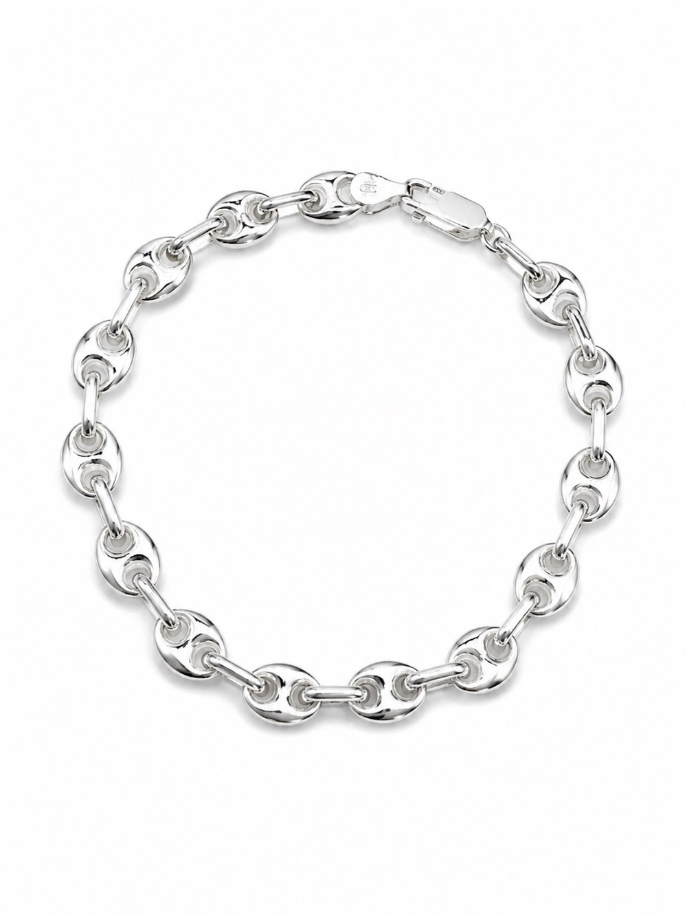 Silver Puff Mariner Chain Bracelet (S925)